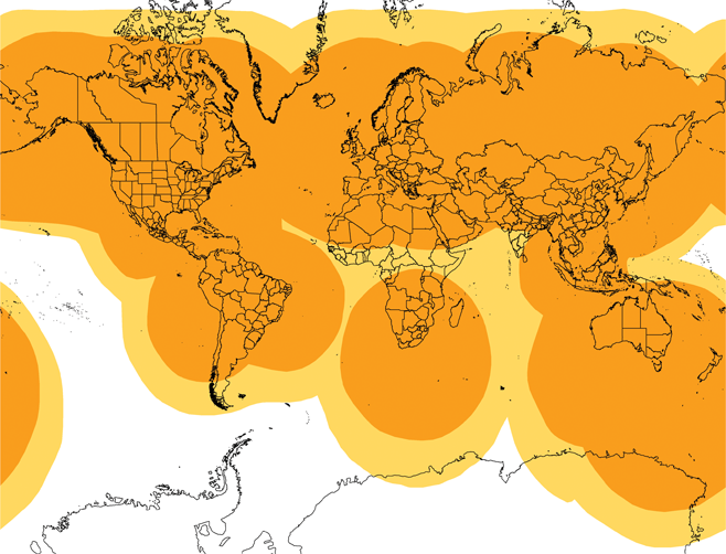 Globalstar IoT Products Coverage Map